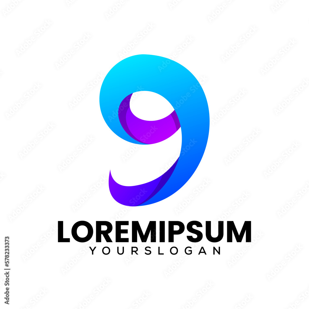 number nine colorful gradient logo design number nine colorful gradient logo design