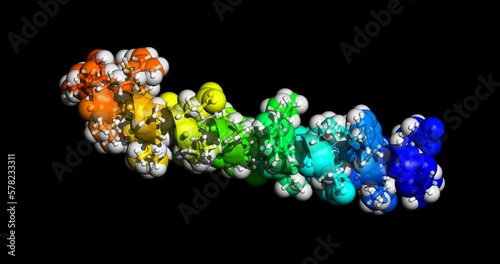 Semaglutide, Ozempic, Wegovy, Rybelsus, Zepbound antidiabetic and weight loss medication 3D molecule spinning, 4K photo