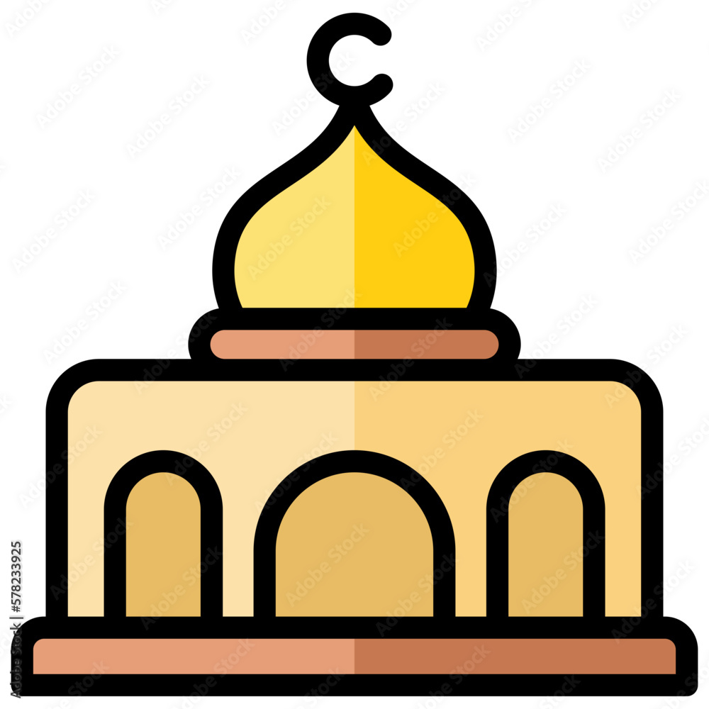 mosque ilustration design with filled outline mosque ilustration design with filled outline