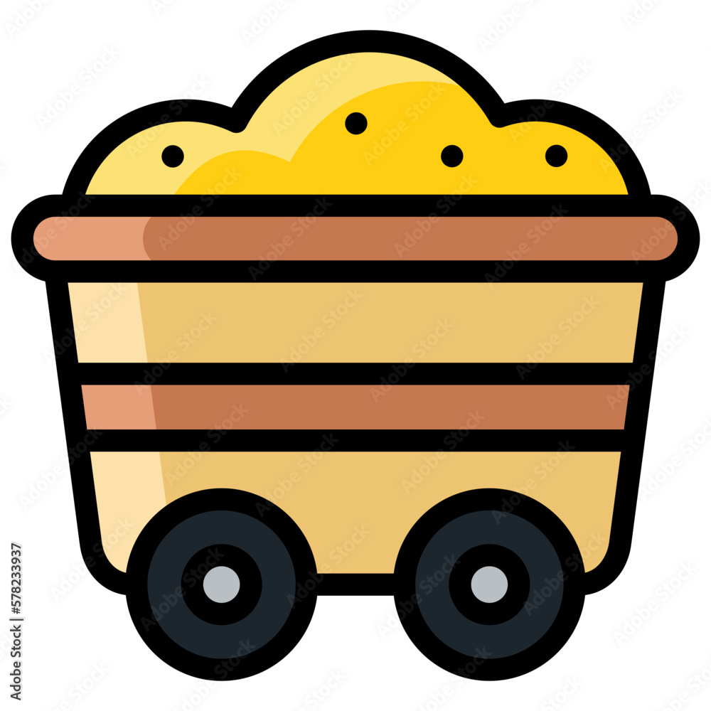 mine cart ilustration design with filled outline