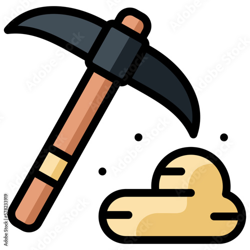 mining ilustration design with filled outline