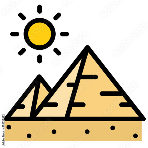 pyramids ilustration design with filled outline