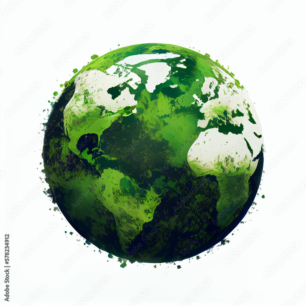 Abstract Earth illustration with green environment. Generative AI.