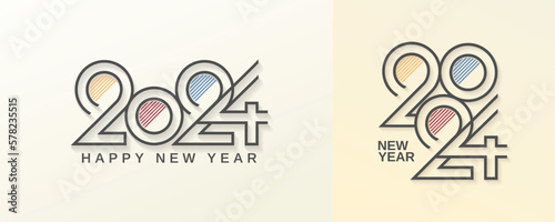 Happy new year 2024 with retro typography concept. 2024  new year celebration concept for calendar, banner, flyer, poster and social media post template