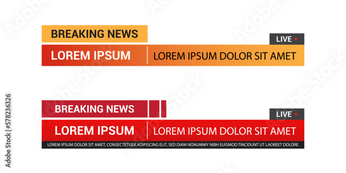 Set of Lower third template for TV banners, bars for live news and sport channels, streaming and broadcasting. Collection of lower third for video editing isolated on white background. Vector	