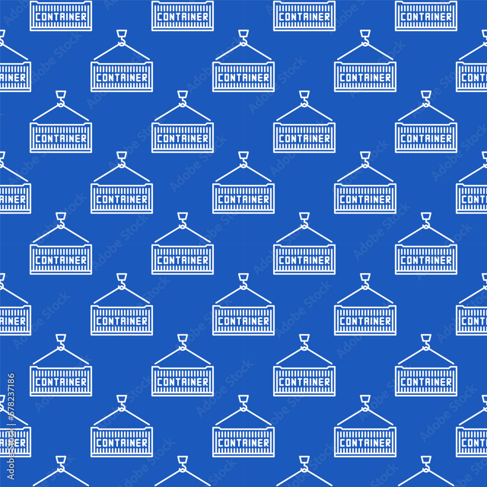 Fototapeta premium Container vector Intermodal Cargo linear blue seamless pattern