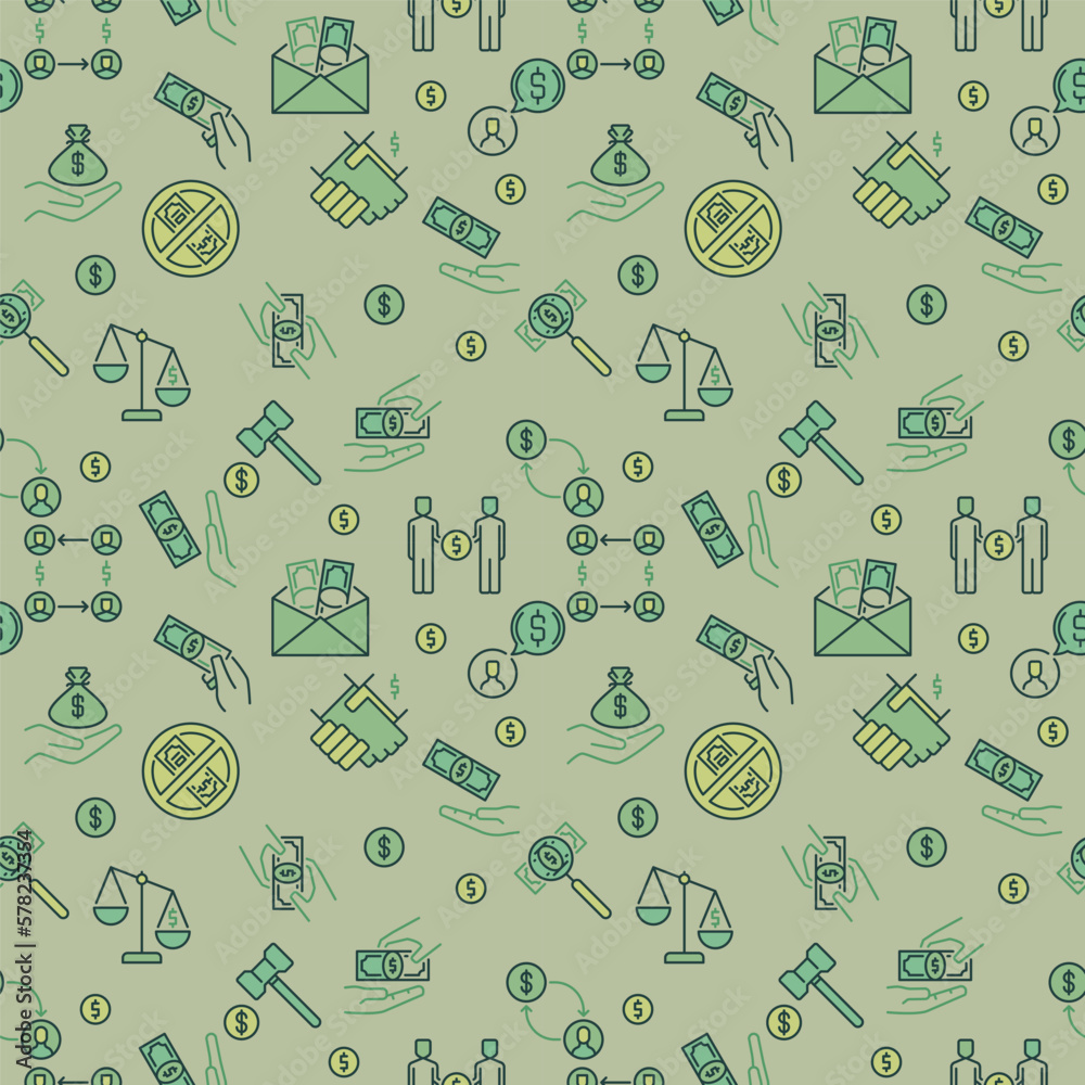 Corruption creative seamless pattern - vector Bribery background