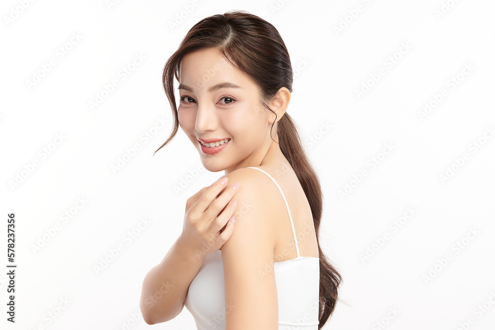 Beautiful young asian woman with clean fresh skin on white background, Face care, Facial treatment, Cosmetology, beauty and spa, Asian women portrait. Beautiful young asian woman with clean fresh skin on white background, Face care, Facial treatment, Cosmetology, beauty and spa, Asian women portrait.