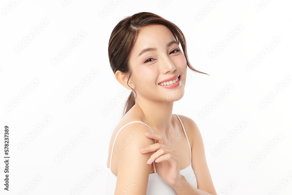 Beautiful young asian woman with clean fresh skin on white background, Face care, Facial treatment, Cosmetology, beauty and spa, Asian women portrait. Beautiful young asian woman with clean fresh skin on white background, Face care, Facial treatment, Cosmetology, beauty and spa, Asian women portrait.