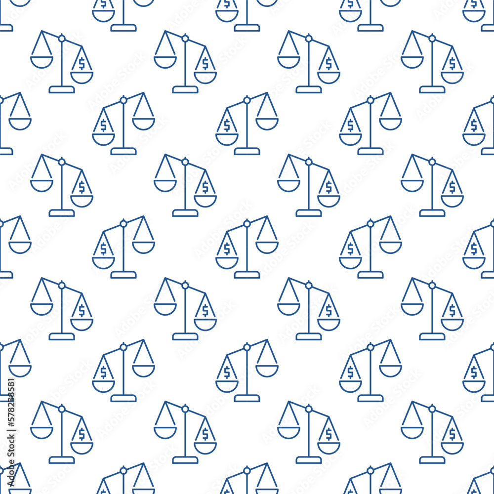 Law Scale with Dollar Sign vector concept line seamless pattern