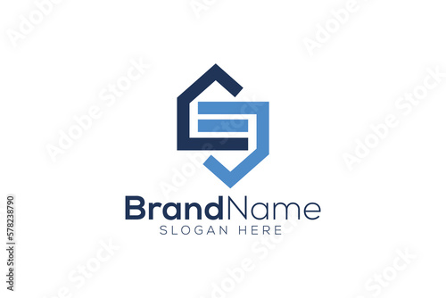 Letter E secure documents icon logo design template