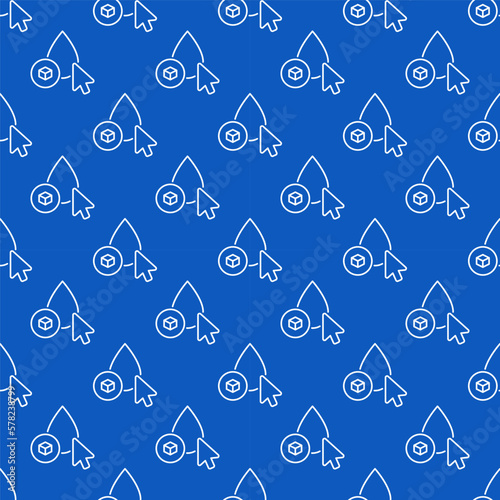 Mouse Cursor on Blood Drop with Sugar vector outline blue seamless pattern