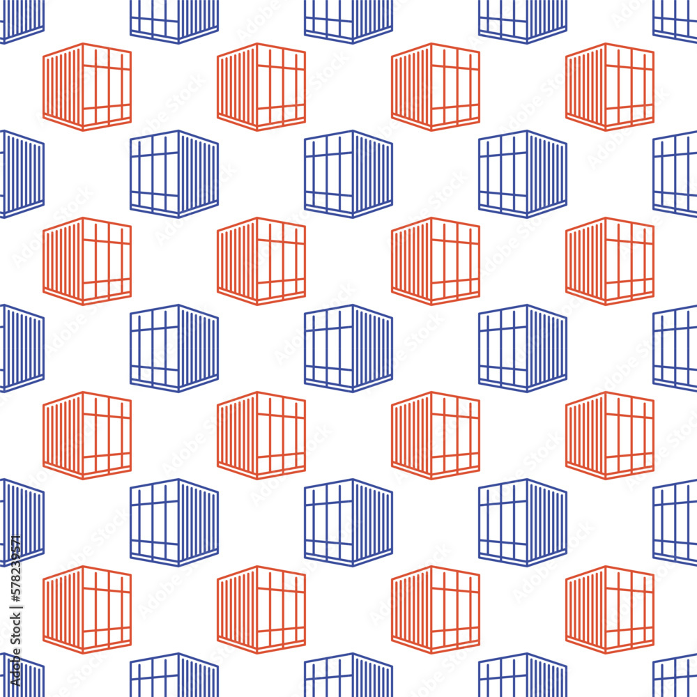Small Freight Container vector concept line seamless pattern Small Freight Container vector concept line seamless pattern