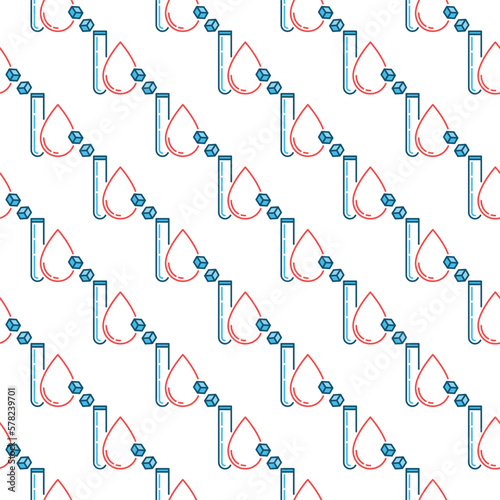 Sugar in Blood with Test Tube vector Glycemia colored seamless pattern