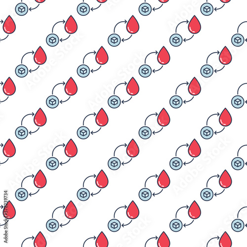 Sugar in Red Blood Drop vector Glycemia colored seamless pattern