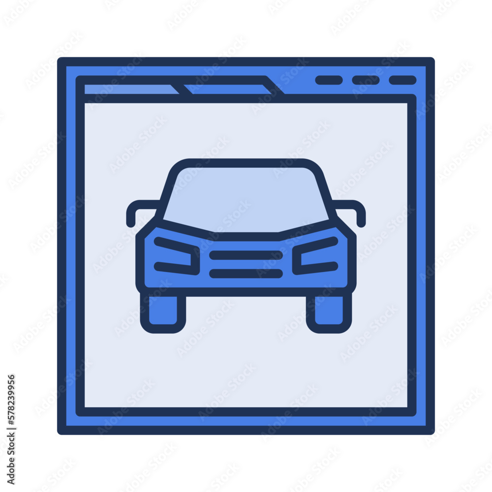 Web page with Car Rental vector Online Hire concept blue icon Web page with Car Rental vector Online Hire concept blue icon