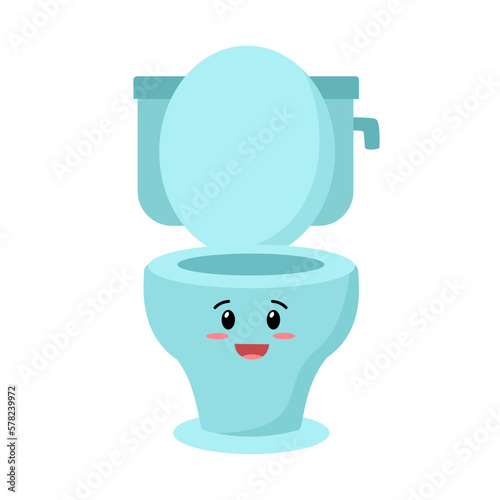 Cute toilet seat cartoon character in flat design on white background.