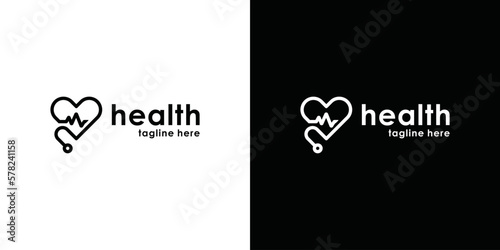 stethoscope logo health and love illustration medical and health design vector