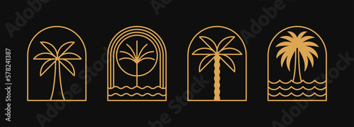 Tableau sur toile Vector logo design template with palm tree - abstract summer and vacation badge