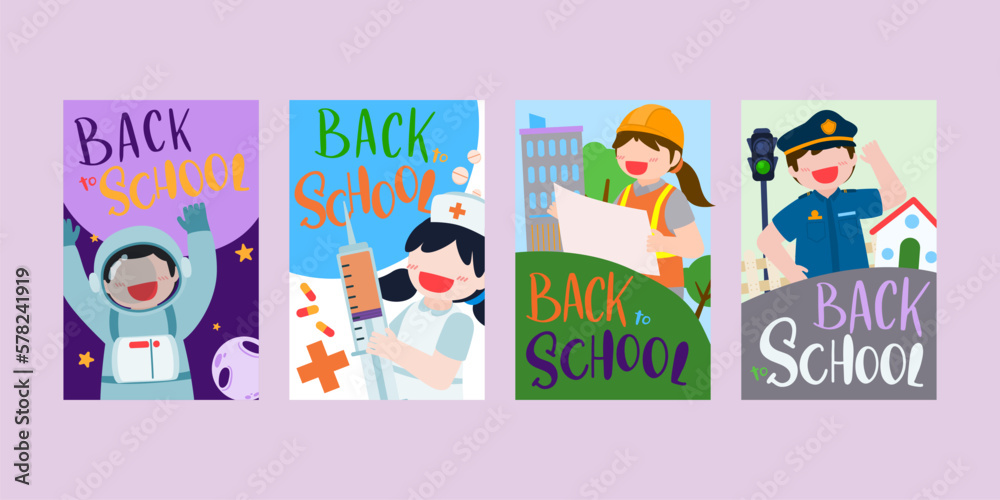 Welcome Back to school with funny school characters flat vector illustration. Welcome Back to school with funny school characters flat vector illustration.