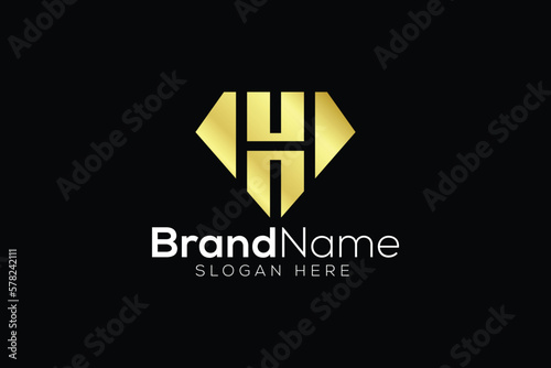 Free Download Minimalist letter H diamond icon logo design template - GFXLoad