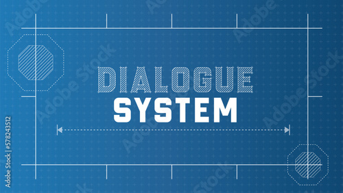 Dialog System Banner Background. Blueprint Style Typography for AI technology.