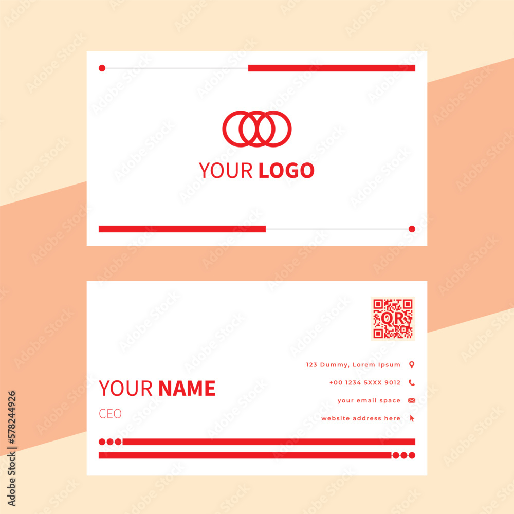 Simple Red color business card vector design template.