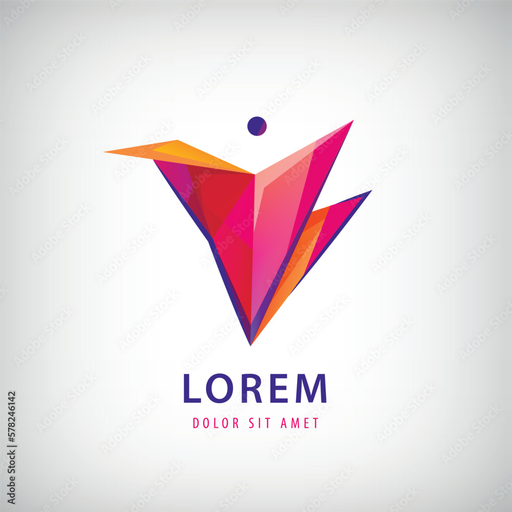 Vector abstract man logo, human abstract sign, triangle geometric people concept. Vector abstract man logo, human abstract sign, triangle geometric people concept.