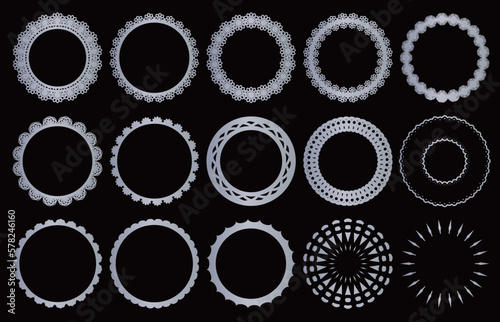 銀色風のレースの円形フレームセット