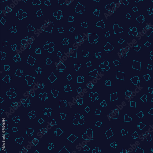 Symbols of Suits Card Seamless Pattern Background. Gambling hand drawn.