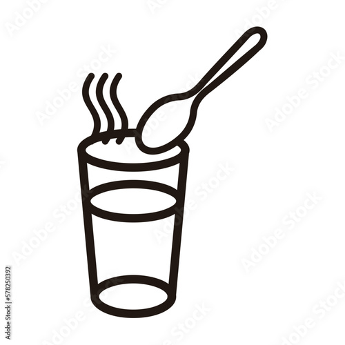 hot water glass and spoon icon