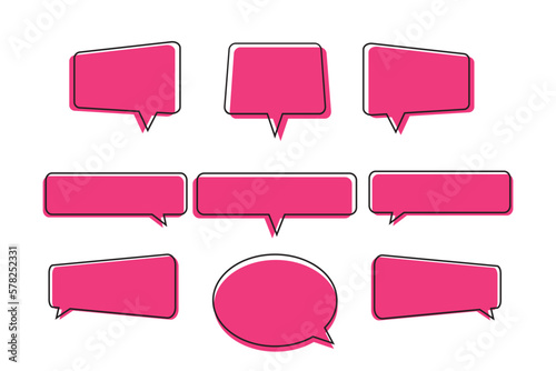 Pink speech bubbles set.Set abstract bubble for message and comunication on white background.