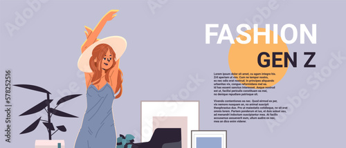 young girl in casual trendy clothes generation Z fashion lifestyle concept new modern demography trend