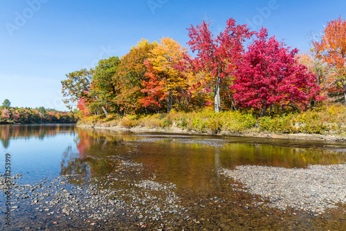 Fall foliage on the East Branch of the Penobscot River in Maine.