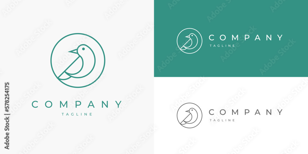 Line Art Circle Outline Bird Logo Design Vector Template for Brand Business Company Line Art Circle Outline Bird Logo Design Vector Template for Brand Business Company