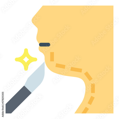 neck lift flat icon style