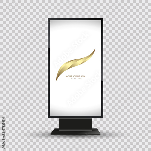 The mock-up of Realistic TV screen, LED, signboard stand on a transparent baskgound. Blank billboard for public transport stop and outdoor advertisement