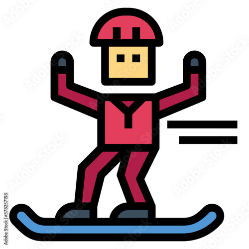 skiing filled outline icon style