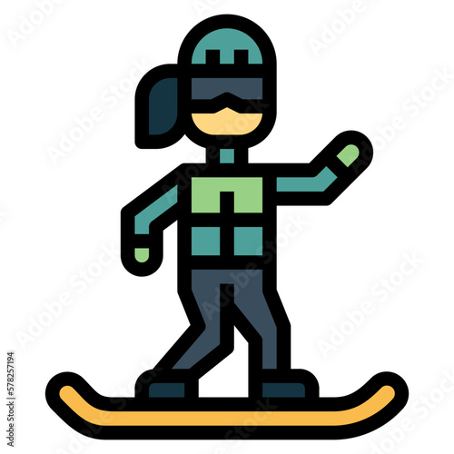 skiing filled outline icon style