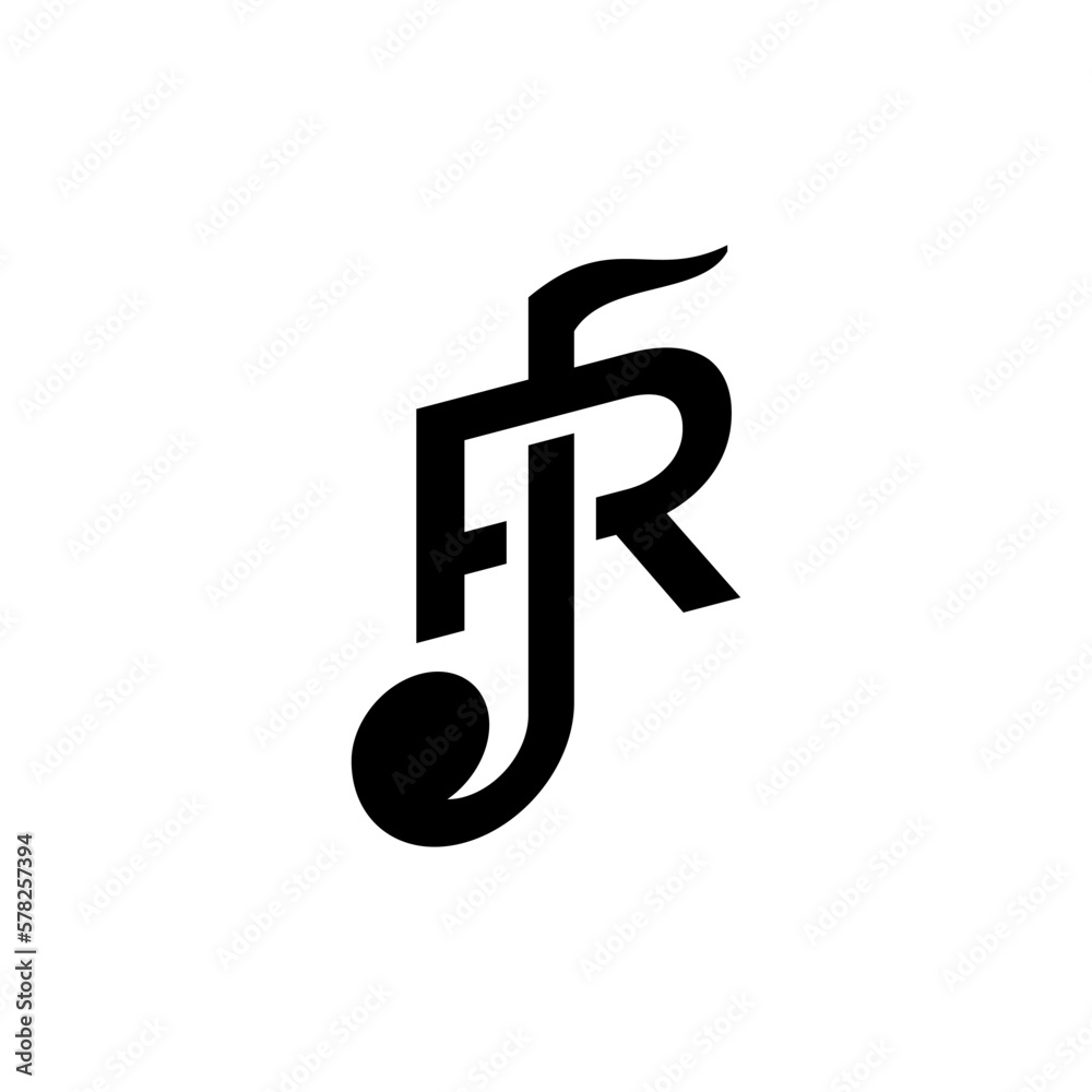 J R Music Note Logo Design Vector J R Music Note Logo Design Vector