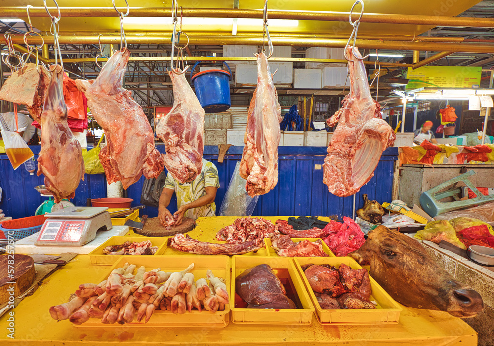 butcher stalls are part of the essence of Chow Kit Road Market, providing a look into the local culture and lifestyle of Kuala Lumpur.