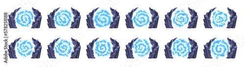 Animated cartoon portal. Magic teleport, rotating vortex spiral gate to another world and fantasy game sprite sheet of animation frames vector illustration set