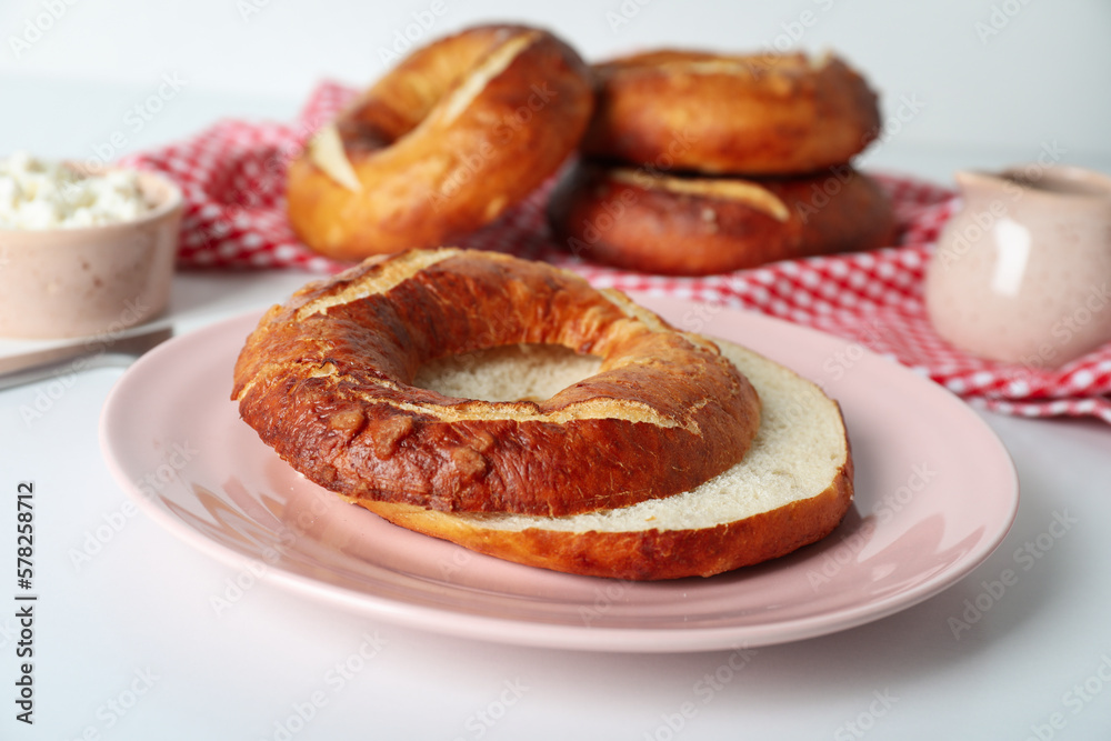 Concept of tasty food - bagel, tasty bakery products Concept of tasty food - bagel, tasty bakery products