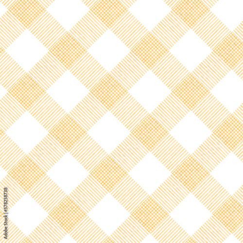 オレンジ色の手描き風ななめのチェック柄背景イラスト