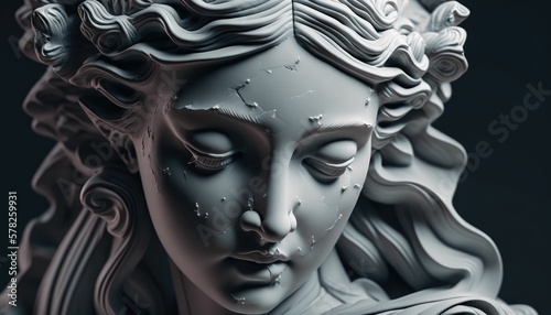 white female face sculpture generative AI