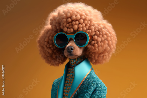 Portrait of a dog dressed in a formal business suit, toy poodle, character, generative ai photo