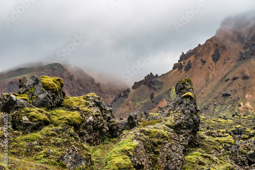 Foggy mountains landscape in Iceland