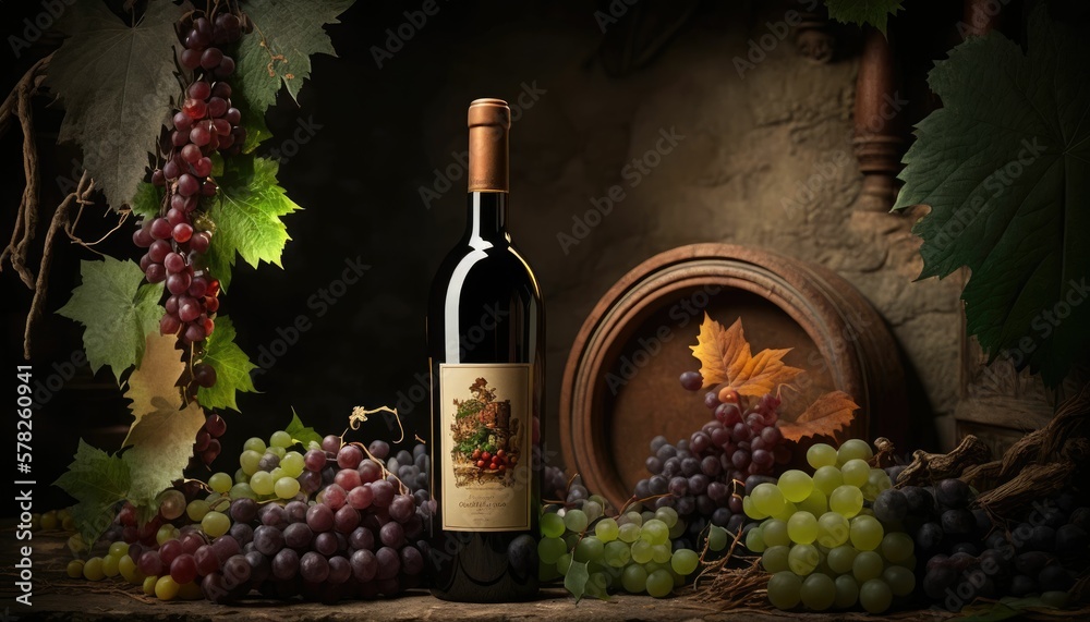 wine and grapes generative AI