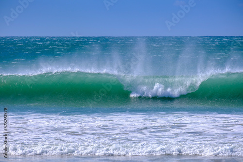 South Africa, Eastern Cape, Ocean waves splashing at Jeffreys Bay photo