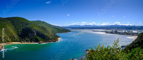 South Africa, Eastern Cape, Panoramic view of Knysna Lagoon